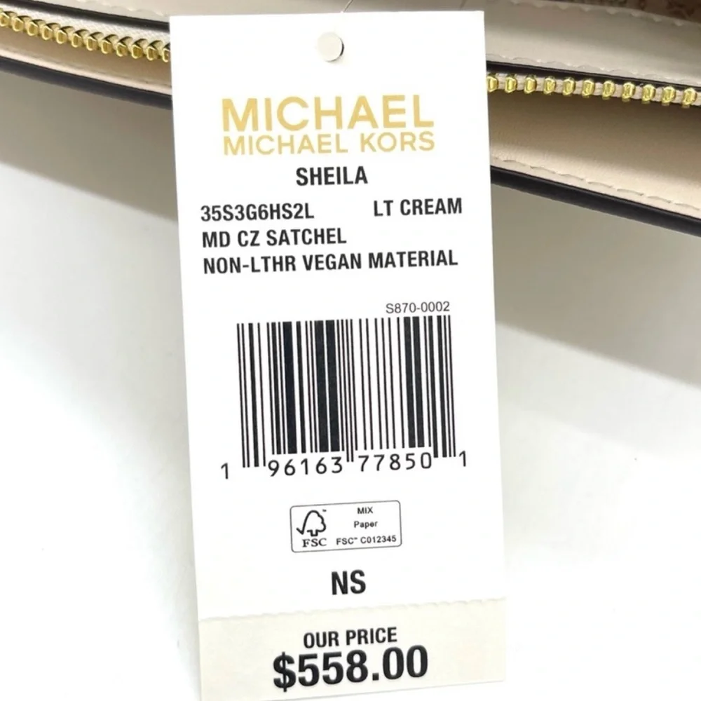 Michael Kors Sheila Medium Satchel Crossbody Bag Light Cream
